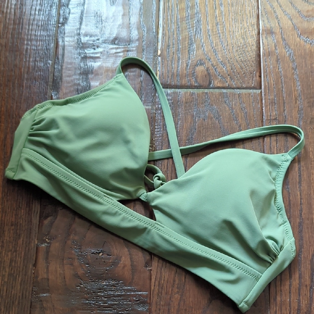 SHADE & SHORE I Light Green Adjustable Underwire String Bikini Top, 34B